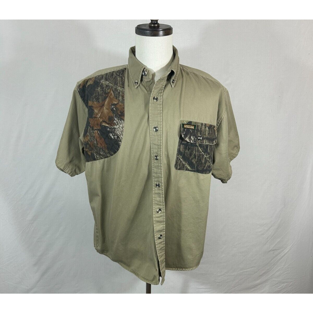 Remington Shirt‎ Mens Large Tan Camo Padded Button Down Hunting Shooting